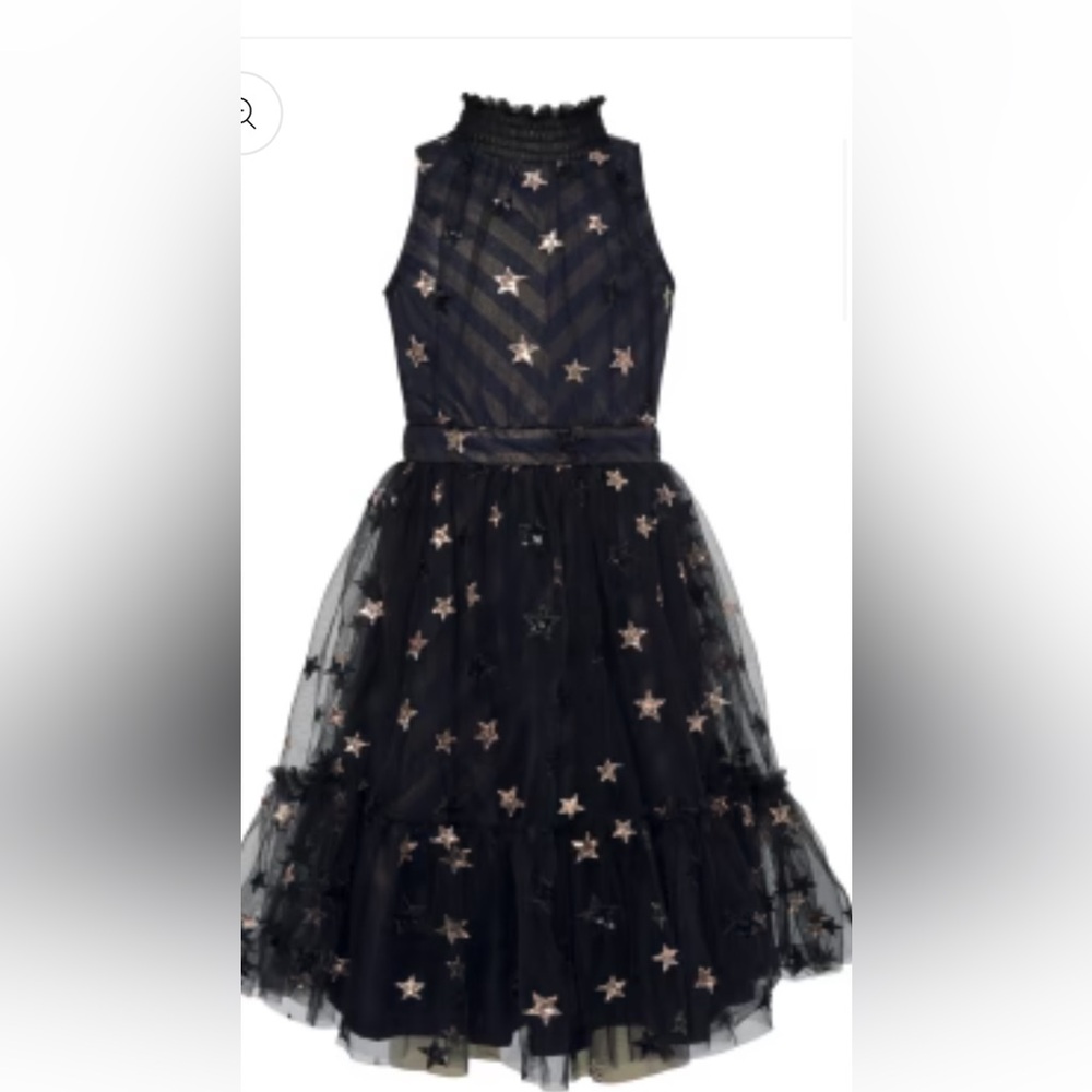 Hannah Banana Black Starry Mesh Dress